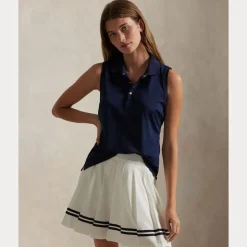 Classic Fit Sleeveless Pique Dame Navy