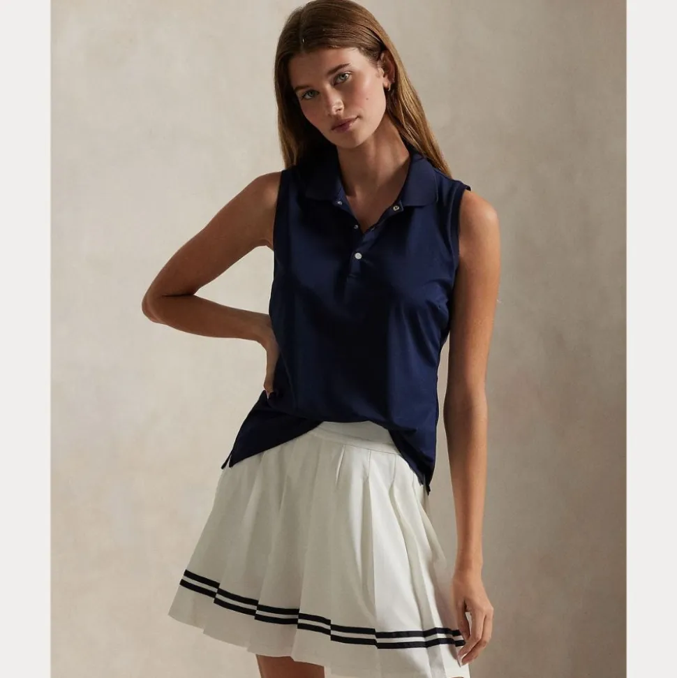 Classic Fit Sleeveless Pique Dame Navy