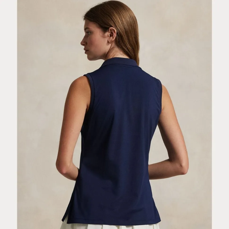 Classic Fit Sleeveless Pique Dame Navy