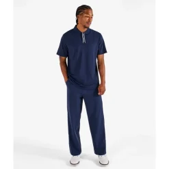 Evergreen Block Placket Pique Herre Navy
