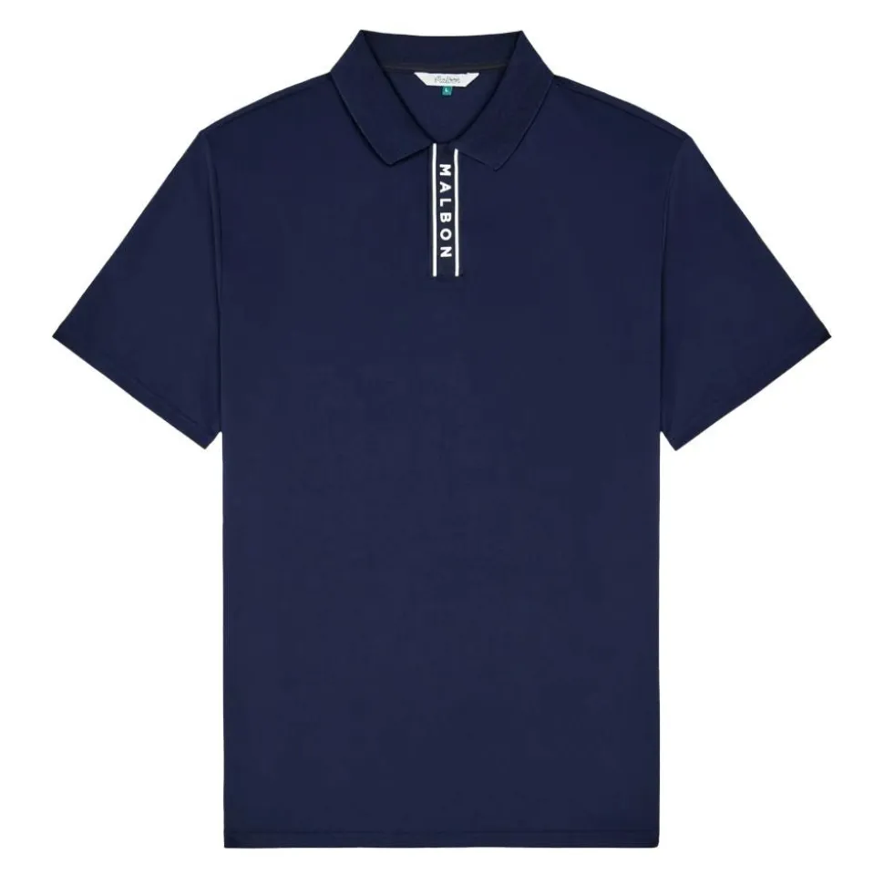 Evergreen Block Placket Pique Herre Navy