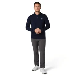 Merino Blend Quarter Zip Logogenser Navy