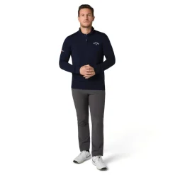 Merino Blend 1/4 Zip Genser Herre Navy