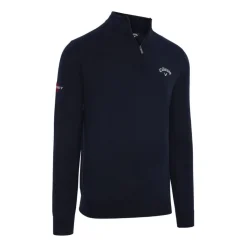 Merino Blend 1/4 Zip Genser Herre Navy