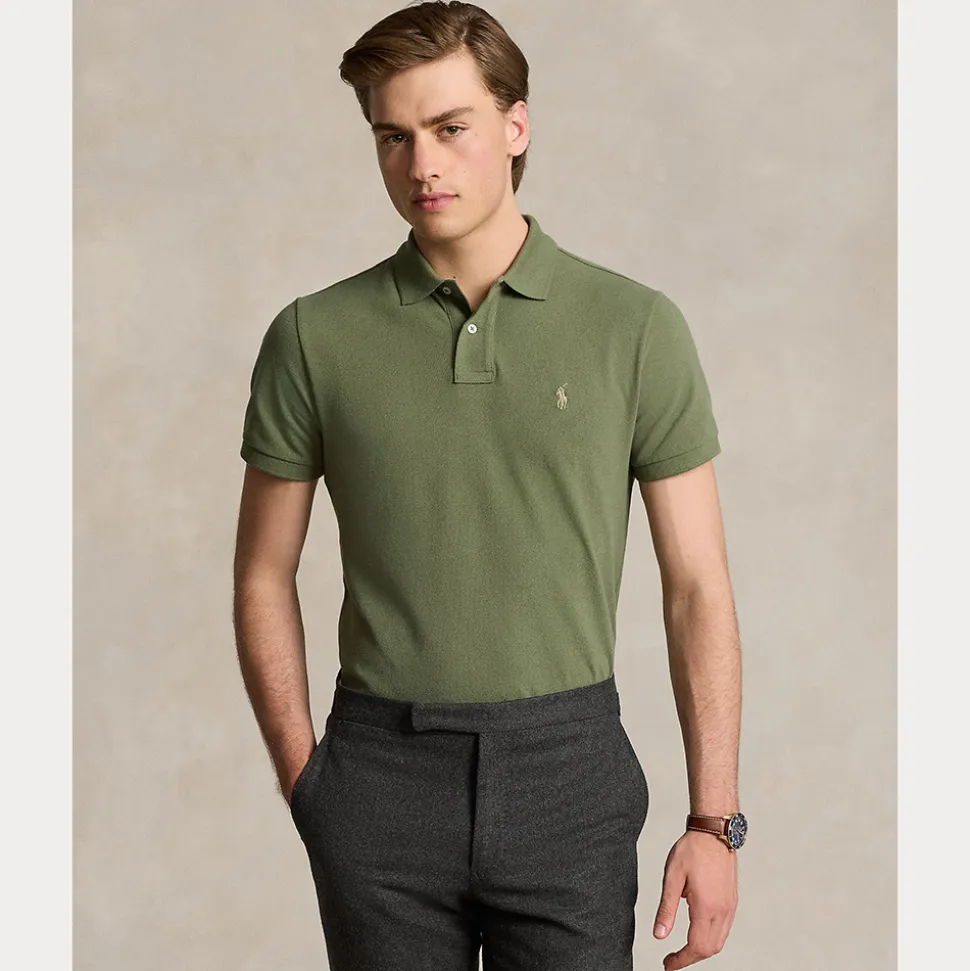 Mesh Slim Fit Pique Herre Grønn