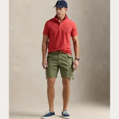 Mesh Slim Fit Pique Herre Rød