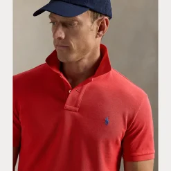 Mesh Slim Fit Pique Herre Rød