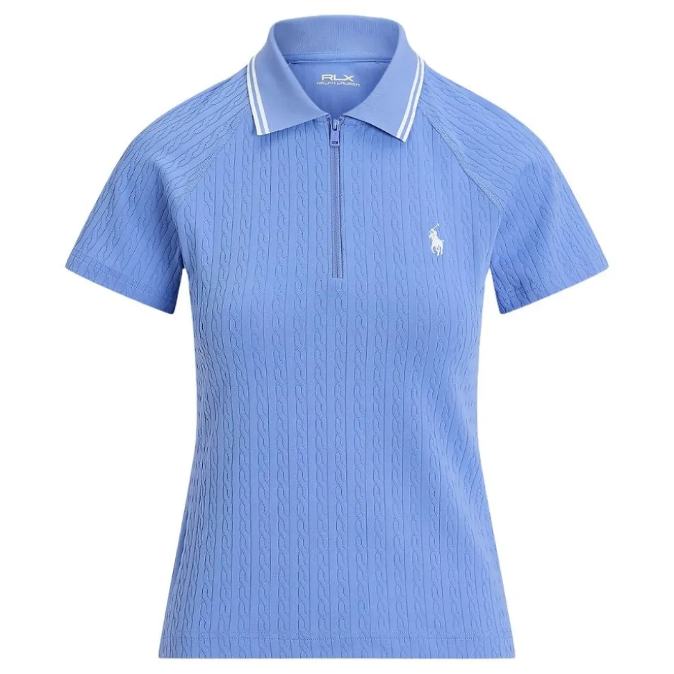 RLX Cable Jacquard Quarter Zip Pique Dame Blå/Hvit