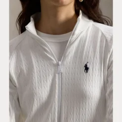 RLX Cable Knit Full Zip Genser Dame Hvit