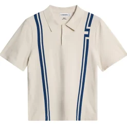Rylan Stripe Knit Golf Pique Herre Moonbeam