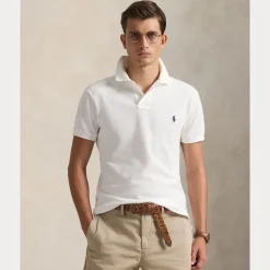 Slim Fit Mesh Pique Herre Hvit