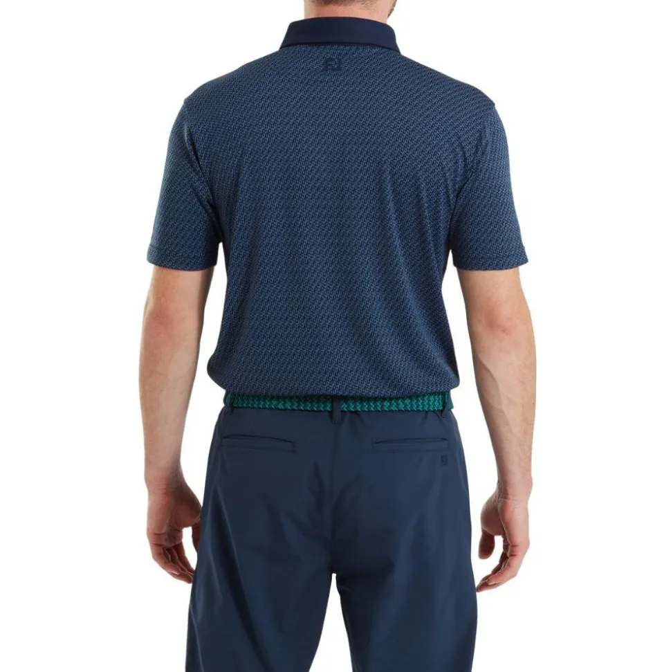 Star Geo Jacquard Pique Herre Navy