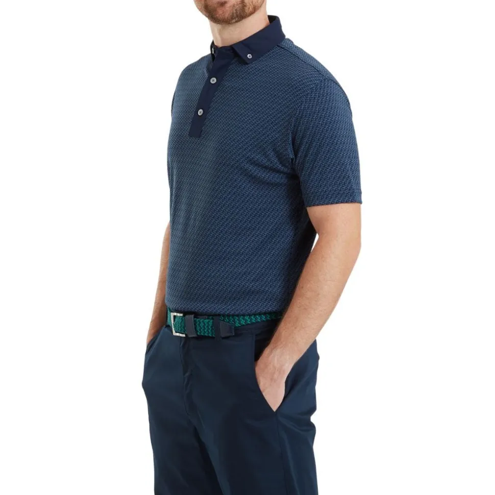 Star Geo Jacquard Pique Herre Navy