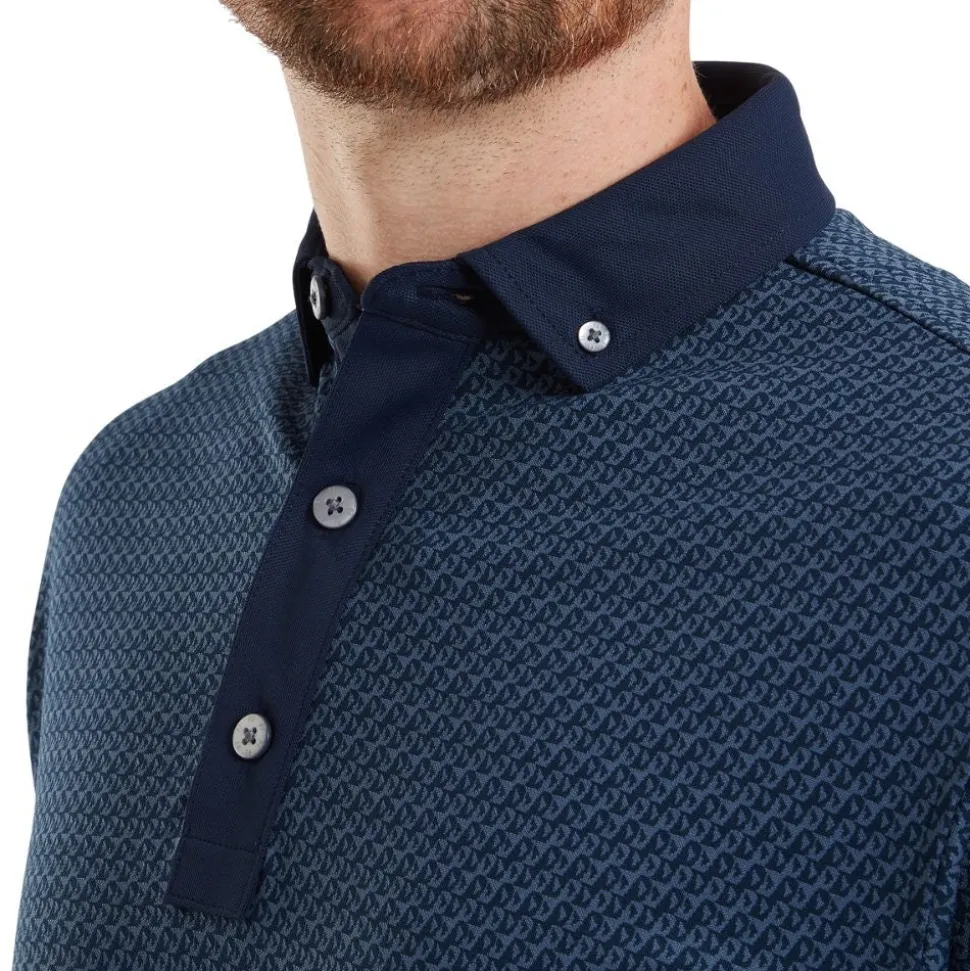 Star Geo Jacquard Pique Herre Navy