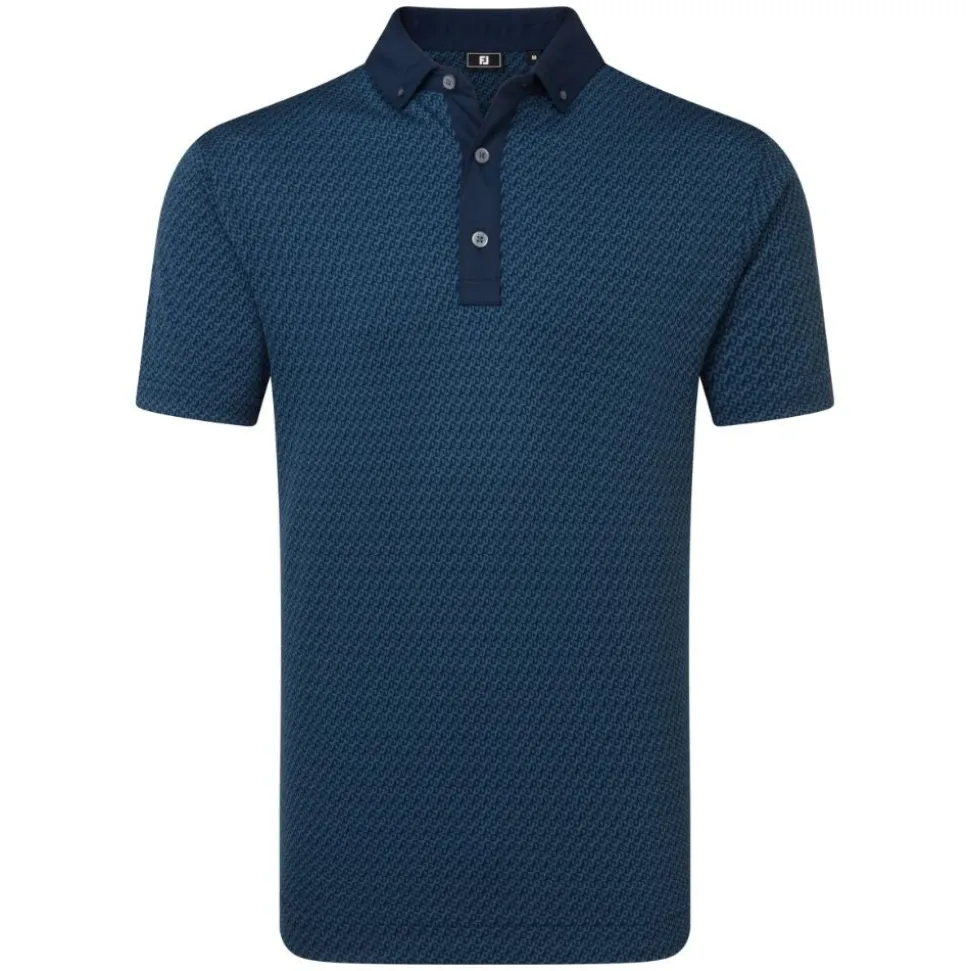 Star Geo Jacquard Pique Herre Navy