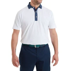 Star Geo Trim Pique Herre Hvit/Navy
