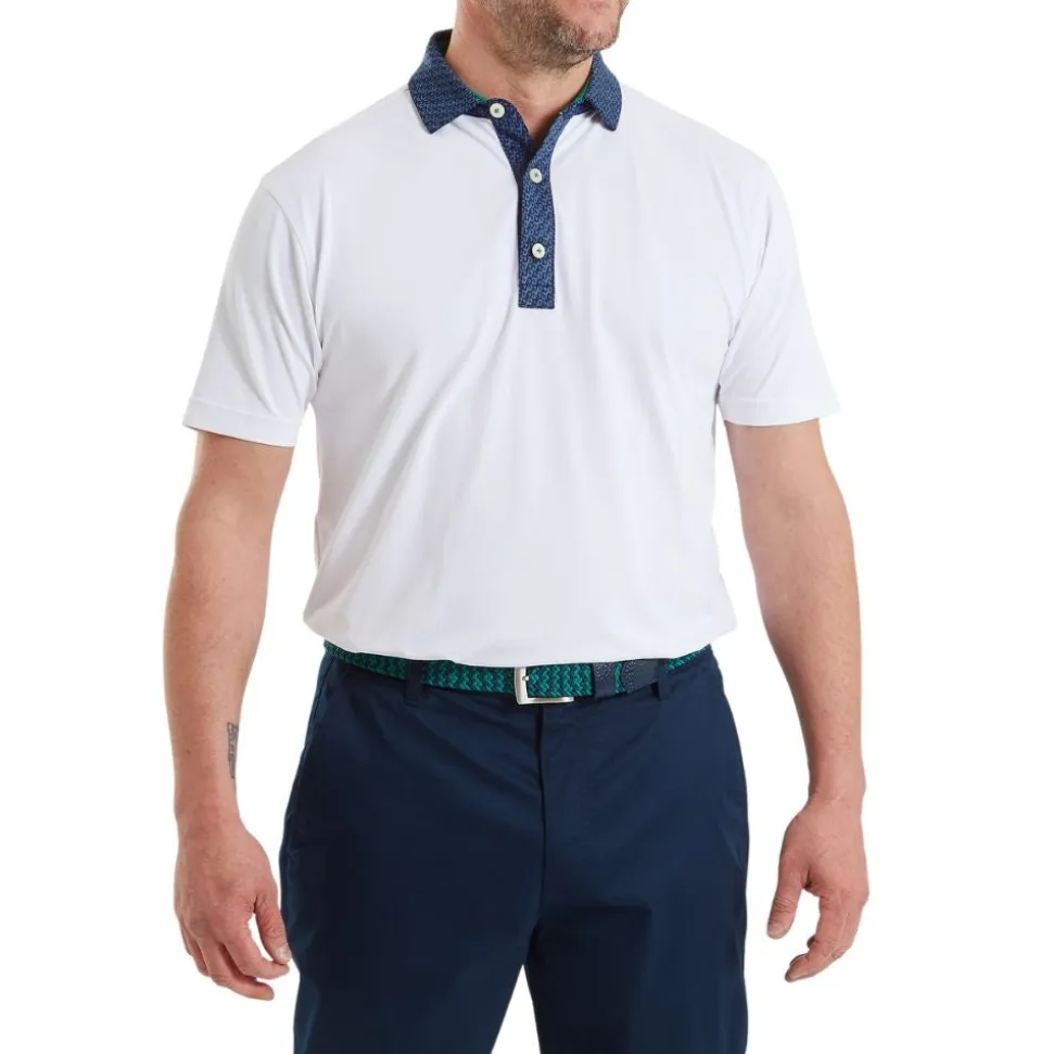 Star Geo Trim Pique Herre Hvit/Navy