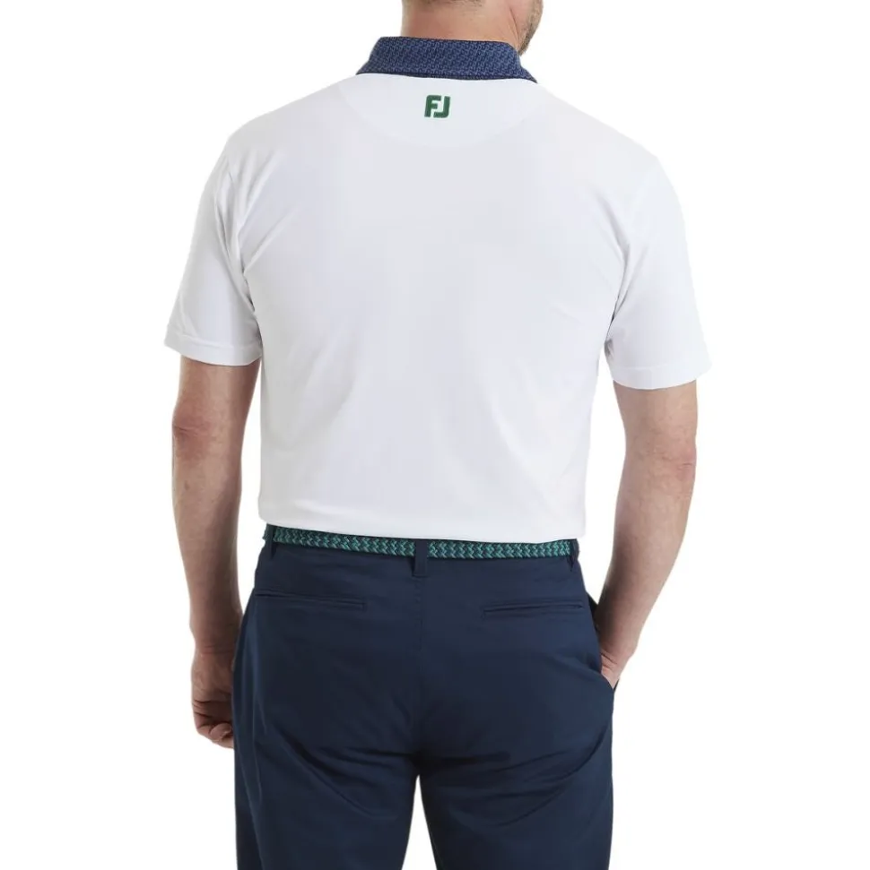 Star Geo Trim Pique Herre Hvit/Navy