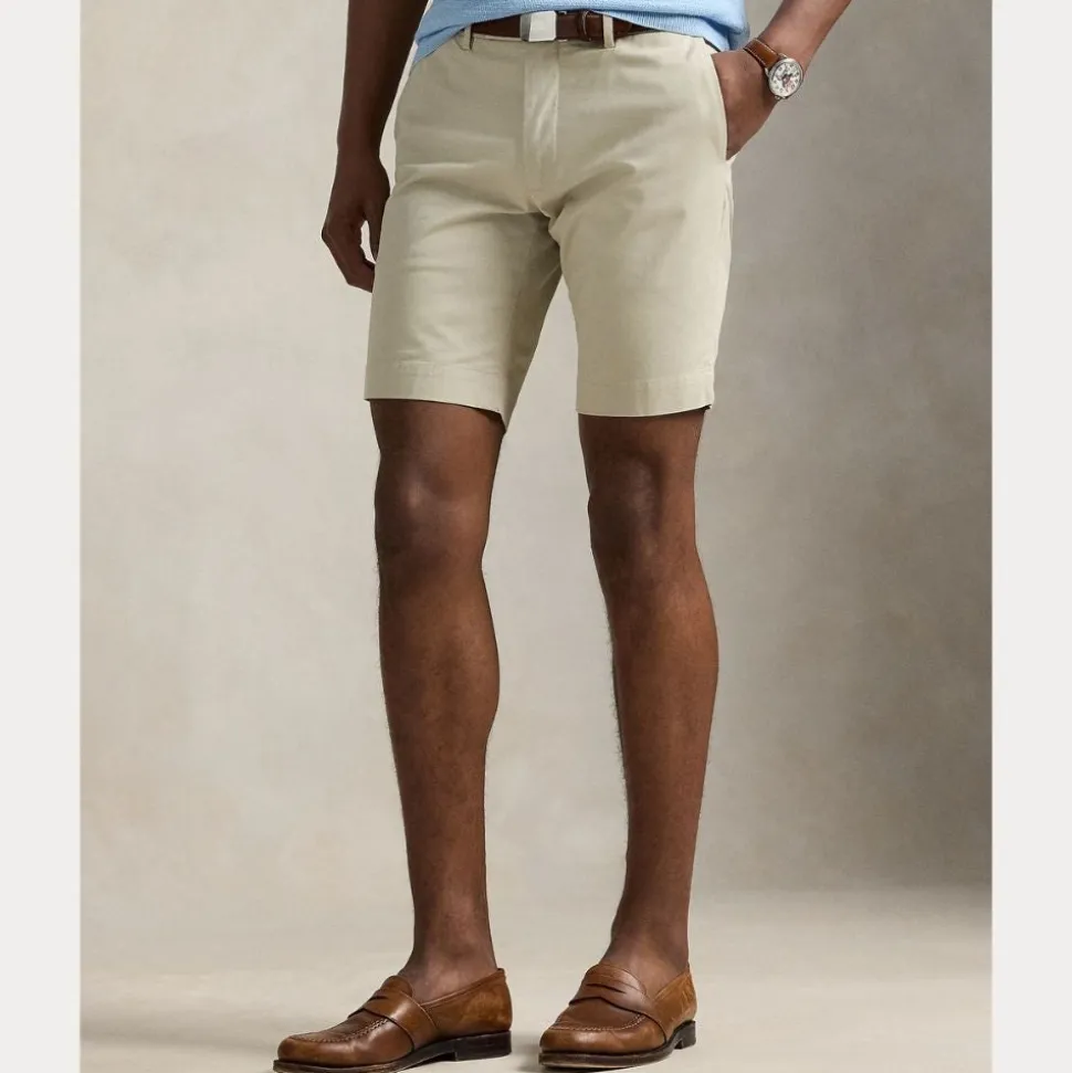 Stretch Slim Fit Chino Shorts Herre Beige