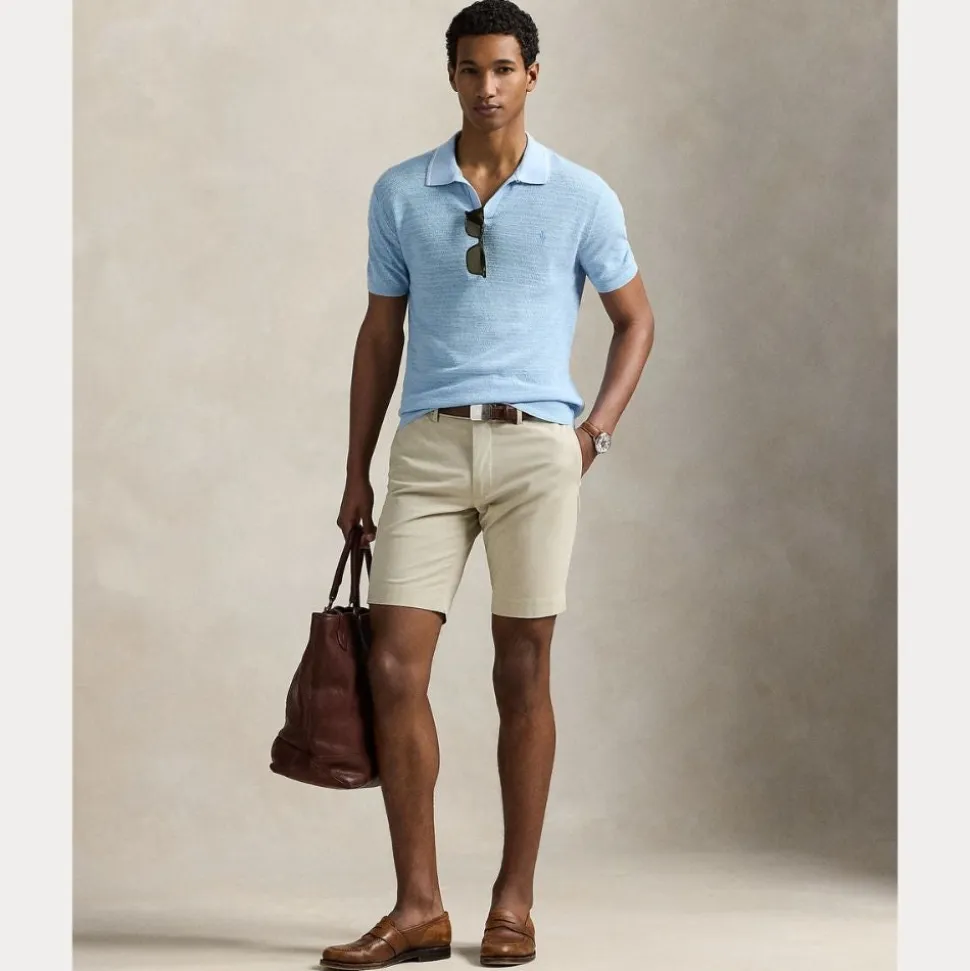 Stretch Slim Fit Chino Shorts Herre Beige