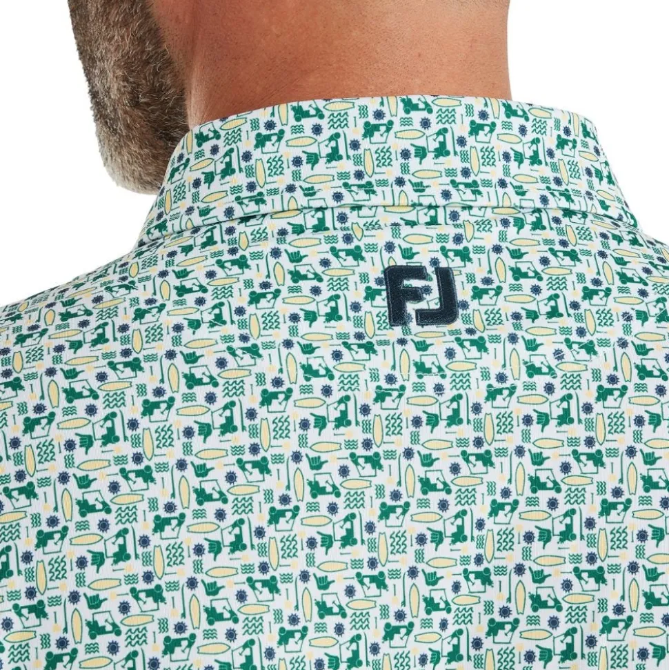 Surfs Up Print Lisle Pique Herre Grønn