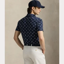 Tailored Fit Pique Herre Golf Print Navy