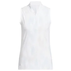 Ultimate Printed Sleeveless Pique Dame Hvit