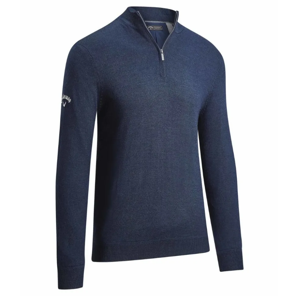 1/4 Zip Wind Stop Genser Herre Navy